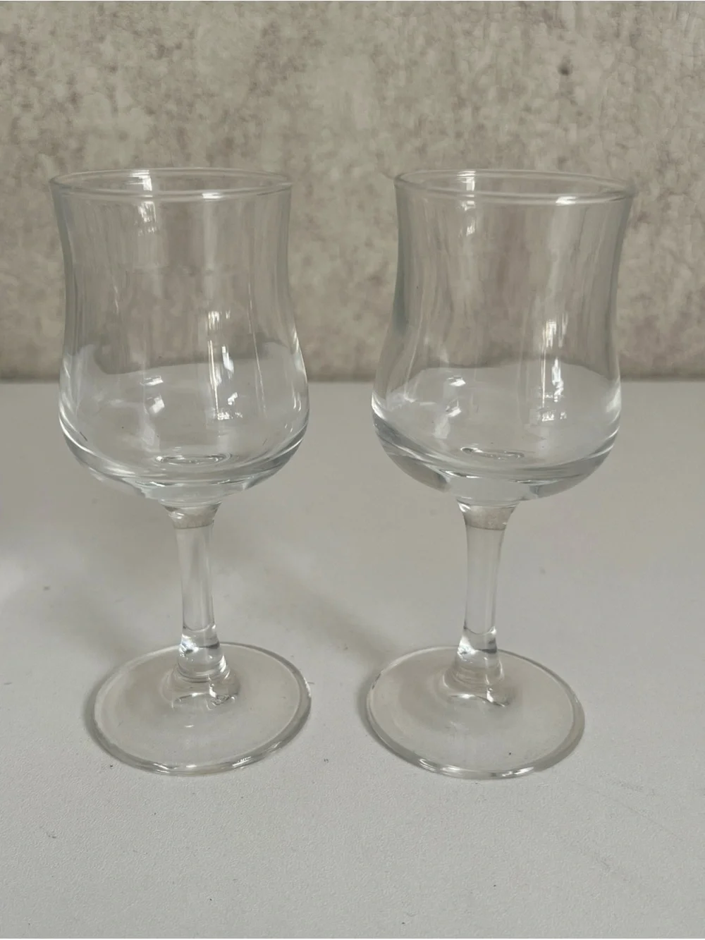 Vintage Tulip Goblet Clear Glass Liqueur Mini Wine Goblet 4.5” Set of 2
